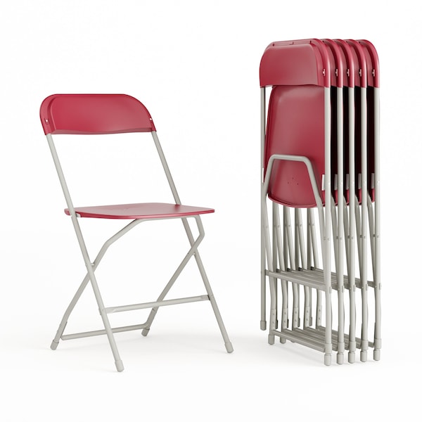 Flash Furniture Hercules Series Plastic Folding Chair Red - 6 LB Weight Capacity Comfortable Event Chair-Lightweight Folding Chair, PK6 6-LE-L-3-RED-GG - main